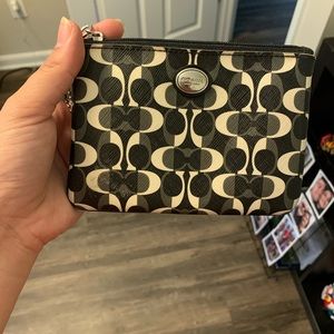 Coach Black and White Wristlet